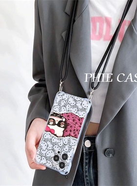 iPhone14防摔15plus手机壳软12ProMax适用荣耀MAGIC7墨镜凯蒂猫小米17四角开孔13透明苹果16斜挎手腕挂绳可爱