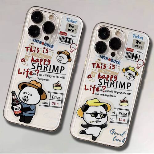 iPhone12苹果13卡通OPPORENO16透明小米17ProMax创意红米TURBO5软适用14PLUS手机壳报纸标签虾公子华为NOVA15