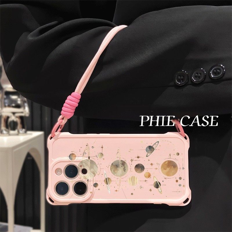 小米14四角开孔苹果13斜挎手腕挂绳12ProMax适用华为Mate70创意满屏星球iPhone16防摔透明15plus手机壳软x200