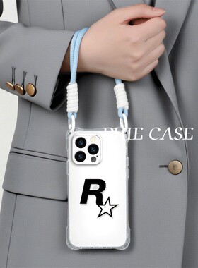 VIVOIQOO13创意R星11ProMax斜挎手腕挂绳iPhone16防摔透明15plus手机壳软14四角开孔苹果12适用红米k80高级感