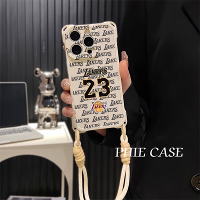 iPhone16防摔透明15plus手机壳软14ProMax适用23号詹姆斯红米TURBO4四角开孔苹果13斜挎手腕挂绳12潮酷k70pro