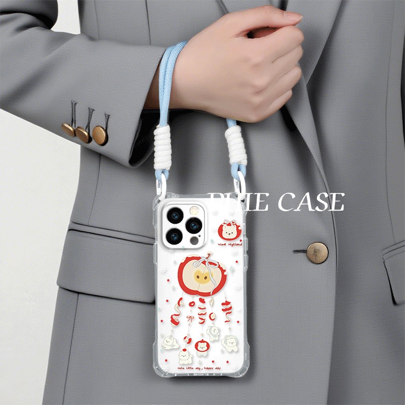 一加ACE5手机壳软14四角开孔iPhone13斜挎苹果16透明15plus手腕挂绳12ProMax适用荣耀x70i防摔Reno11风铃小狗