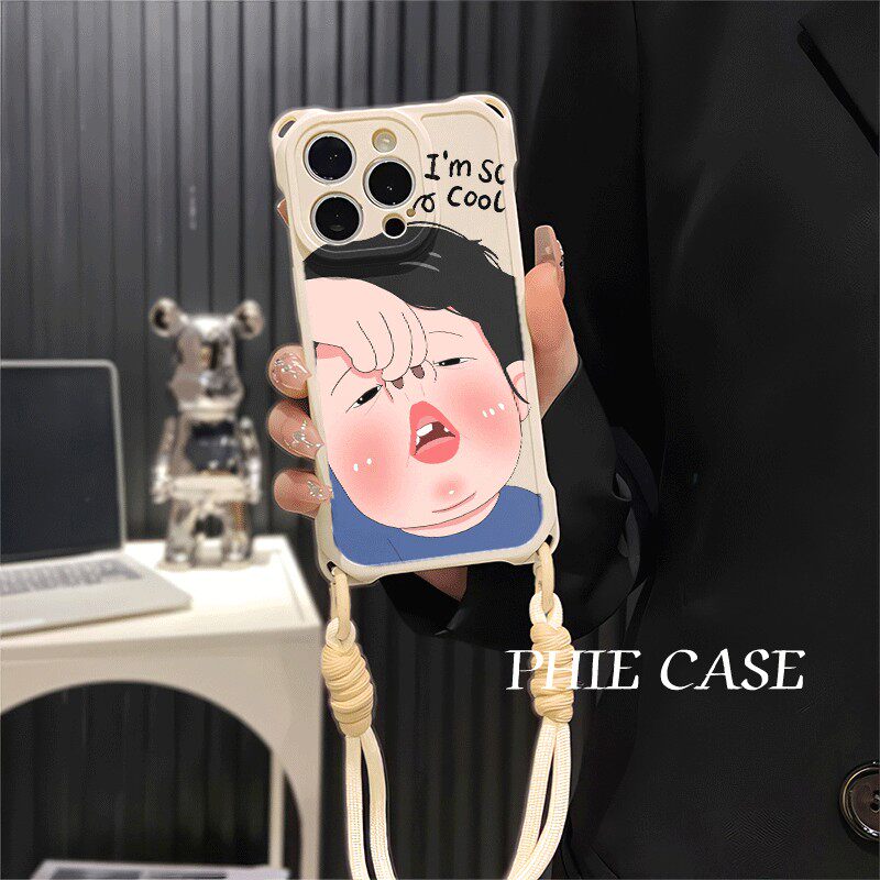 iPhone15plus手机壳软14四角开孔苹果13斜挎手腕挂绳华为NOVA12适用扮猪鼻男孩16ProMax防摔IQOOz10TURBO透明