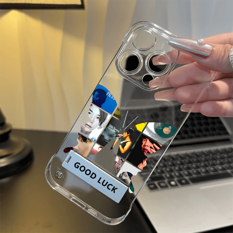 超薄15Plus透明12手机壳带支架华为Mate80陶喆专辑蝴蝶iPhone16手机壳硬小米17适用苹果14无边框13ProMax周边