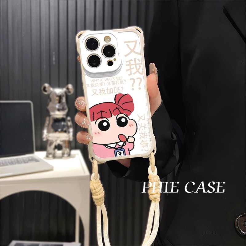 OPPOFindx9又我妮妮13透明苹果16斜挎手腕挂绳17ProMax适用14防摔15plus手机壳软iPhone12四角开孔iqooz9可爱