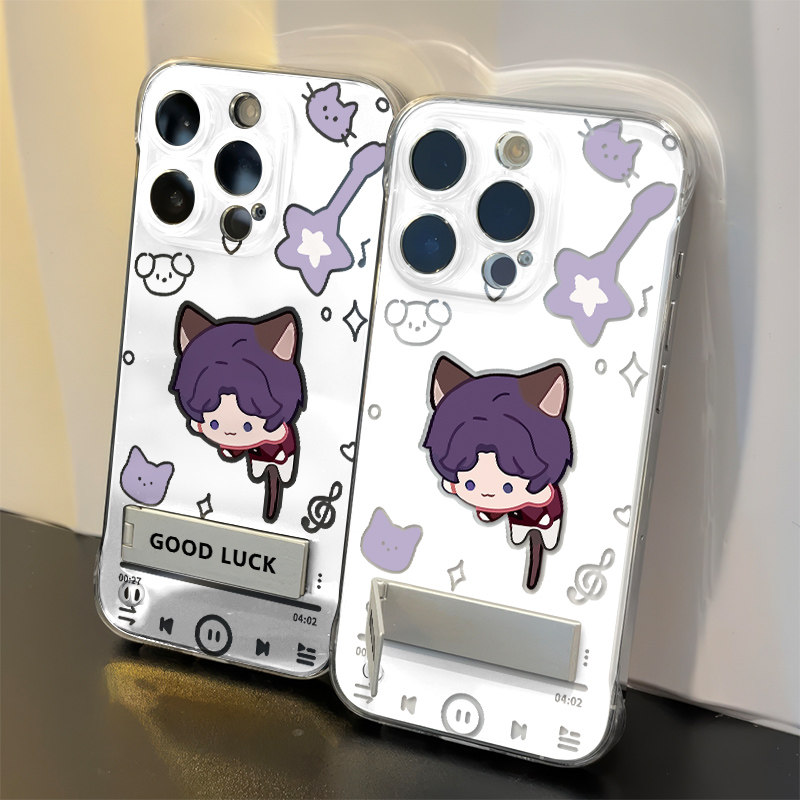 猫耳朵祁煜iPhone13动漫硬15ProMax适用华为NOVA14透明12无边框苹果16plus带支架17超薄一加ACE6高级感手机壳