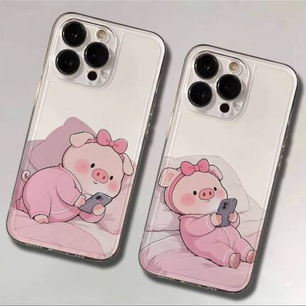 卡通iPhone13苹果12创意一加15T透明可爱14ProMax软少女心小米17ULTRA适用16PLUS玩手机小猪华为PURA80手机壳