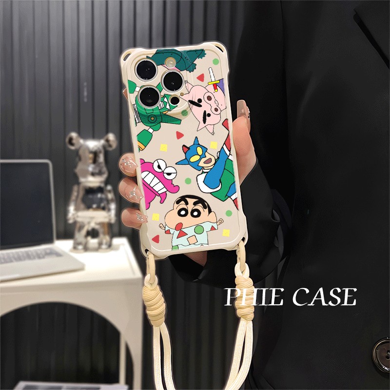 OPPOReno14超人恐龙小新IQOOz10TURBO四角开孔苹果13斜挎手腕挂绳12ProMax适用iPhone16防摔透明15pm手机壳软