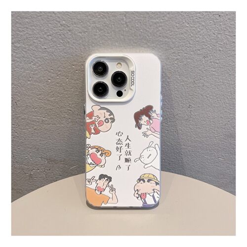 心态好小新iPhone13卡通VIVOX300S苹果12创意红米NOTE15彩银14ProMax硬可爱小米17MAX适用16PLUS高级感手机壳