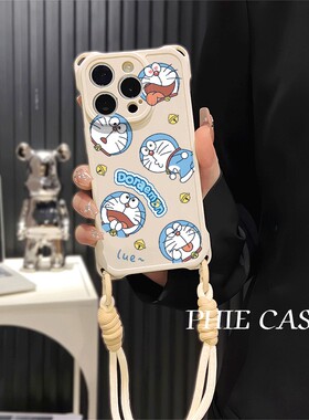 华为NOVA13透明16plus斜挎手腕挂绳苹果12ProMax适用一加ACE5防摔15手机壳软叮当猫表情包iPhone14四角开孔a5