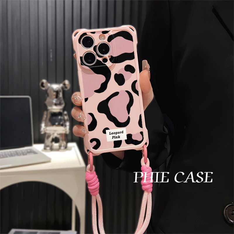 红米note14英文大豹纹苹果16透明15plus手机壳软荣耀400四角开孔iPhone13斜挎手腕挂绳12ProMax适用x100s防摔