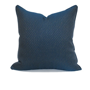 妙布可妍轻奢蓝色小格方形抱枕套酒店样板房双面床上靠垫靠背