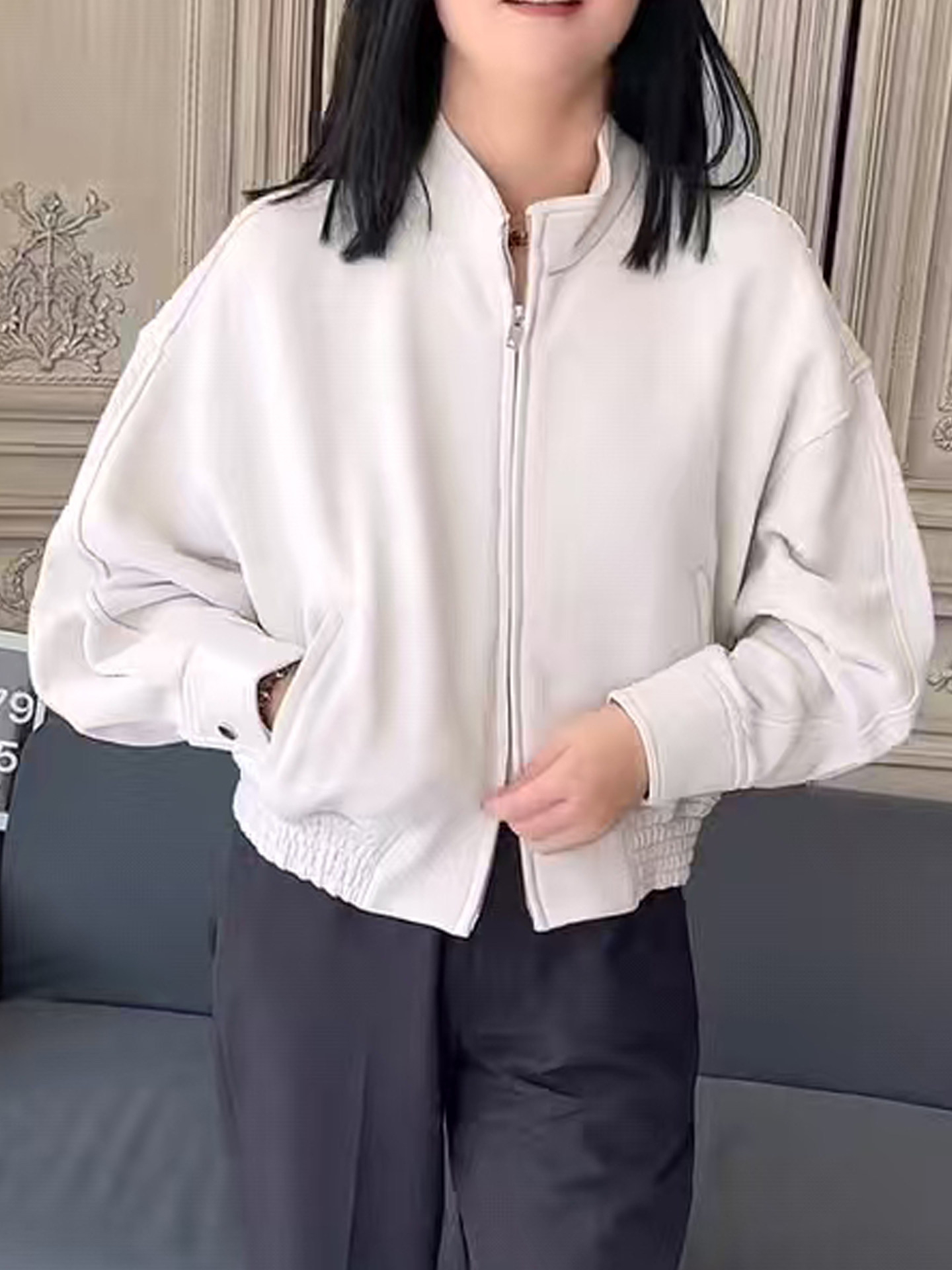 深圳南油＃2025秋冬新款香港巴黎五区AK休闲立领双拉链夹克外套女