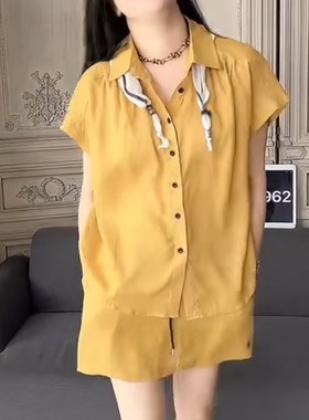 深圳南油＃2026夏季新款香港巴黎五区AK气质翻领衬衫短裙两件套女