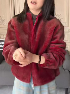 深圳南油＃2026早春款 香港巴黎五区AK双拉链拉贡皮毛一体宽松外套