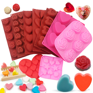 爱心蛋糕硅胶模具玫瑰心形米糕模具DIY情人节手工皂蜡烛滴胶模具8