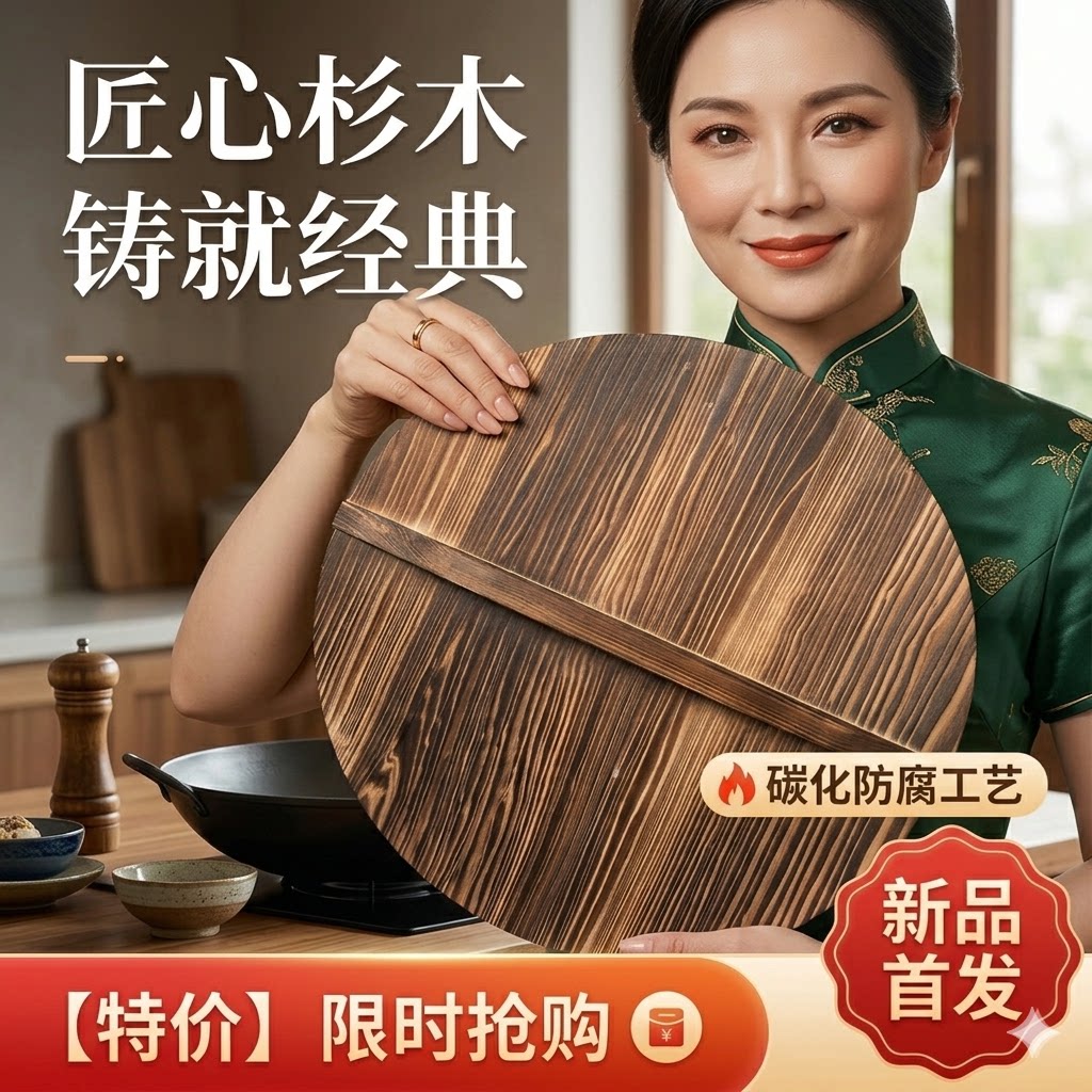 家用锅盖木锅盖大锅盖小锅盖天然进口杉木制作实木原色木盖子定制