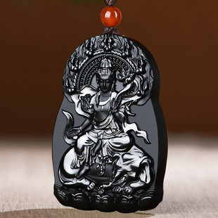佳媛玉业新疆和田玉墨玉生肖本命佛男女款守护神玉吊坠