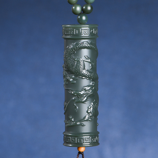 新疆和田玉盘龙柱玉吊坠 男士款玉坠玉石玉挂坠