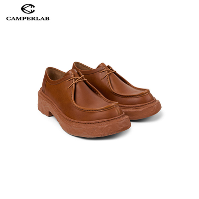 CAMPERLAB看步男女鞋Vamonos棕色新款系带德比鞋优雅百搭皮鞋