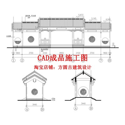 333#古建筑cad施工图   中式站台书亭水榭长廊游廊CAD成品施工图