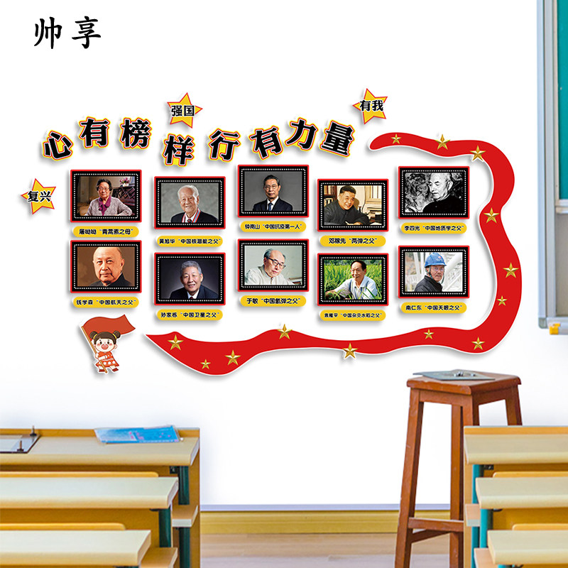 科学家名人录展板爱国教育黑板报教室红色文化主题墙面装饰品布置