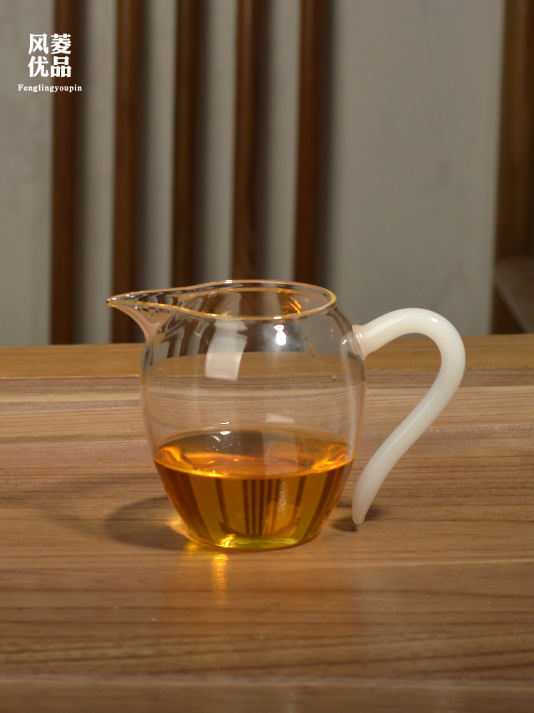 风菱优品白玉玻璃公道杯耐热透明泡茶功夫茶具分茶器茶海茶漏配件