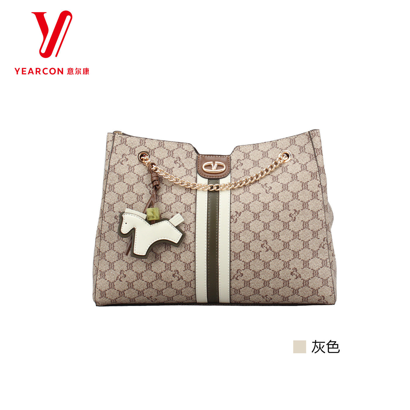 意尔康春夏时尚印花链条斜挎女包