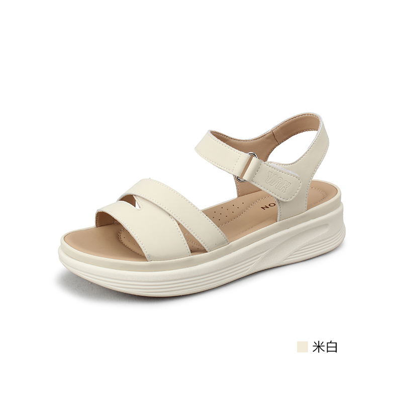 意尔康凉鞋女2025新款夏季平底真皮妈妈鞋舒适软底凉鞋女款09993Y