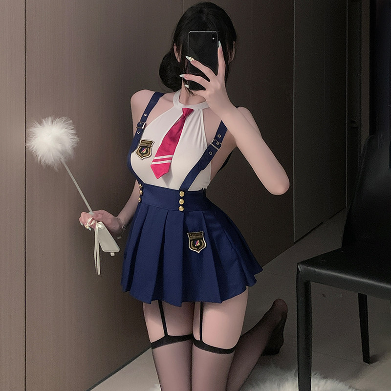 大力满满 性感内衣学生制服套装学院Jk诱惑吊带超短裙免脱qqny