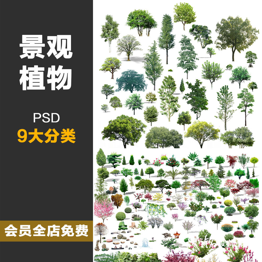 2020 园林景观设计psd树木植物高清绿化效果图后期原创设计素材库