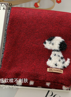 啄木鸟可爱斑点小狗针织围巾女生秋冬保暖时尚护颈毛线护颈围脖