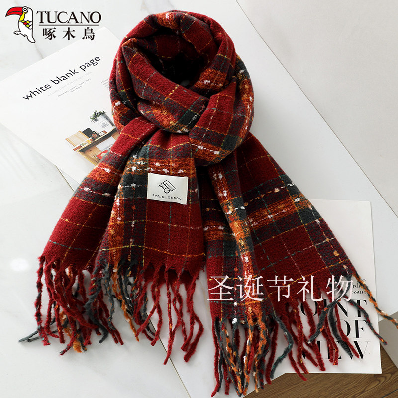 啄木鸟圣诞节红色围巾女冬季格子女生红围脖氛围感披肩本命年礼物,服饰配件/皮带/帽子/围巾,围巾/丝巾/披肩,淘宝优惠券,粉丝福利购,淘宝优惠卷