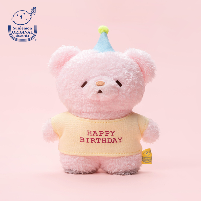 sunlemon小熊生日款毛绒站立玩偶