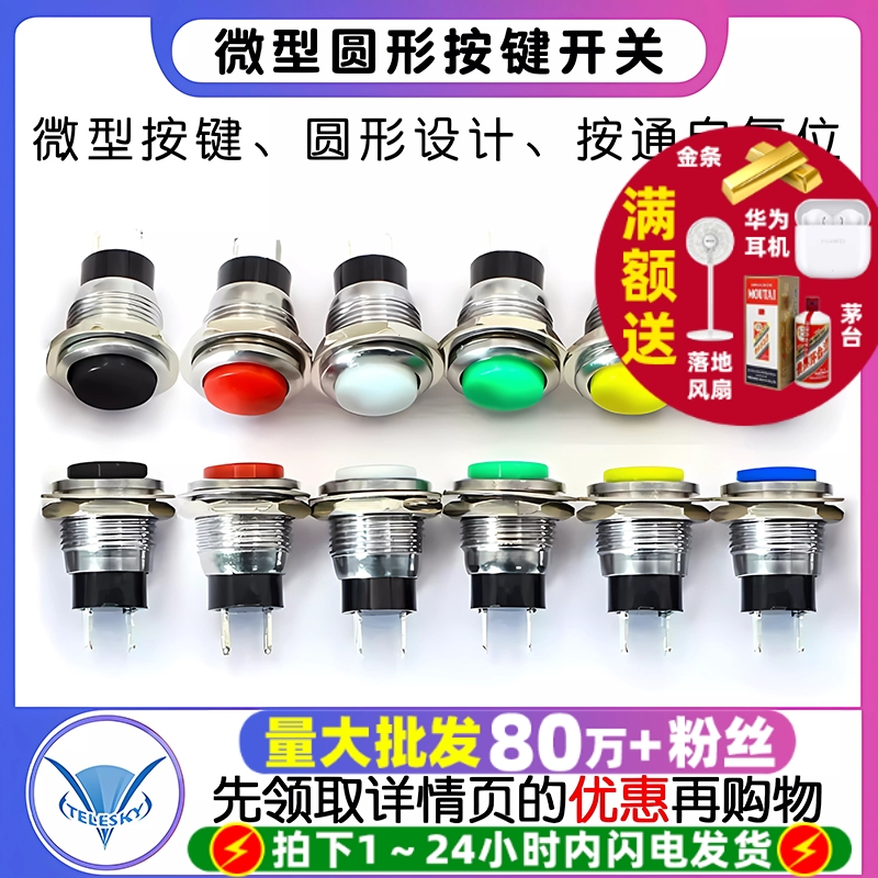 DS-318微型按键开关圆形12MM按通