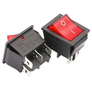 船形开关二档六脚 31*25船型开关KCD4-101-6P 电源按钮翘板红灯