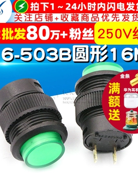 R16-503B 无锁开关/自复位开关/ 圆形16MM 3A/250V绿色