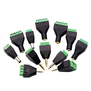 3.5MM 5.5*2.5MM镀金双声道音频耳机插头立体声转接头免焊接端子