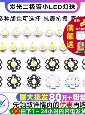 高亮大功率1W3W5W发光二极管小LED灯珠粒手电筒灯珠强光正白蓝光