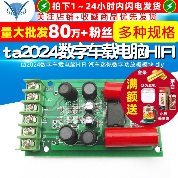 TELESKY ta2024数字车载电脑HIFI 汽车迷你数字功放板模块 diy