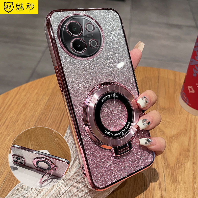 vivoS18e软胶闪粉支架全包防摔壳