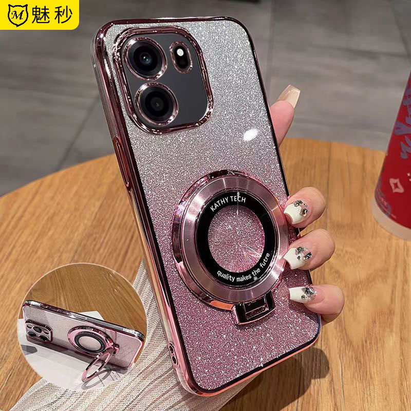 适用oppoA6s手机壳新款闪粉带支架a6c硅胶保护套a6v电镀透明a6i十轻薄时尚130男女高级感PLT120全包防摔软壳