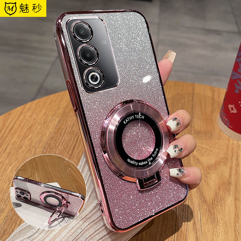 oppoA3活力版手机壳闪粉渐变0pp0A3带支架硅胶保护套5g电镀透明PKD110男女新款镜头全包防摔软外壳高档网红薄