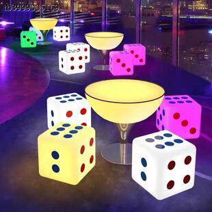 直销户外防水LED发光骰盅凳子立方体KTV圆形茶几酒吧桌椅散台家具