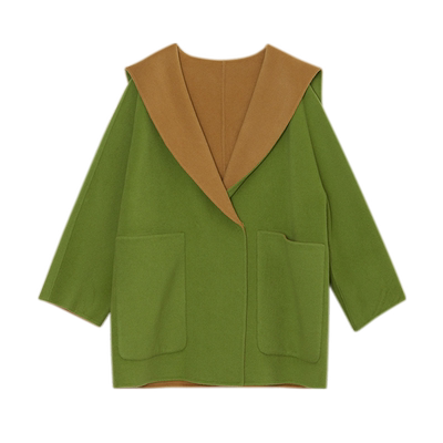 谜底翻领宽松大衣外套女