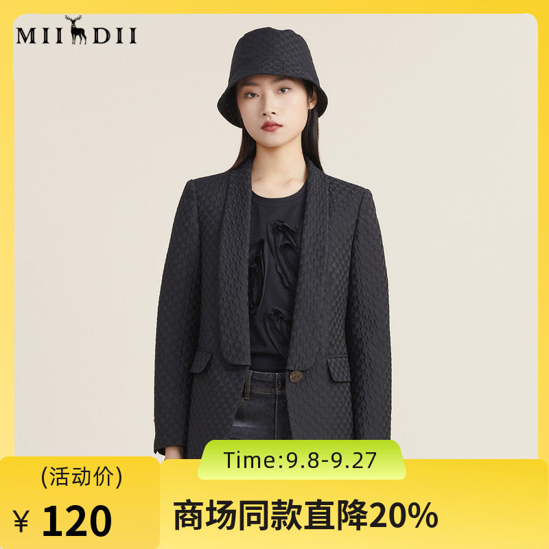 【高端系列】谜底2022秋款爱心压格职场帅气西装外套女223GE1165图片