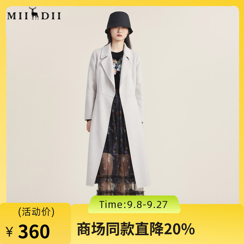 【高端系列】谜底2022秋款西装领双排扣宽松呢子大衣女223GD1195图片