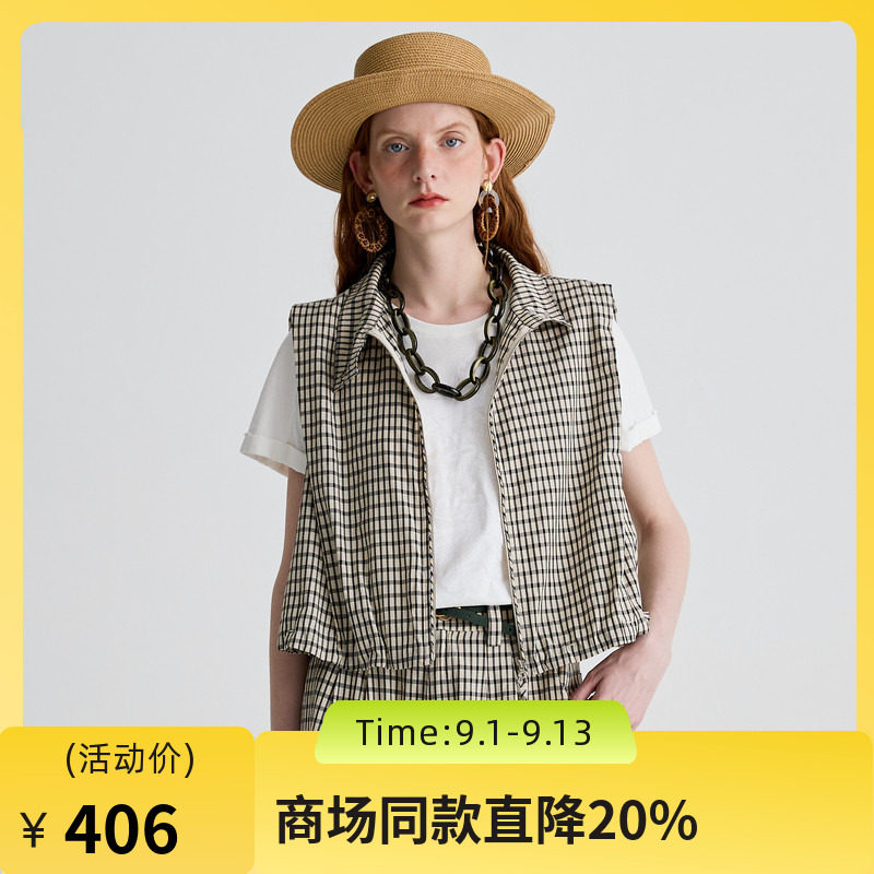 谜底马甲女2025夏季新品复古风通勤宽松H型短款马夹上衣252MS0535图片