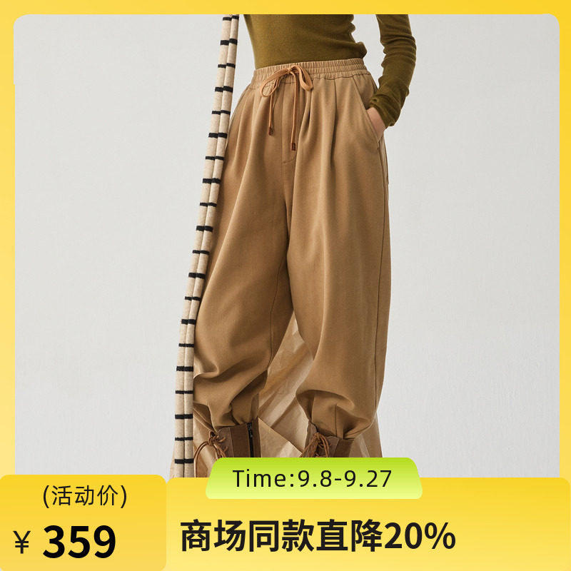 谜底直筒裤女2024冬款百搭松紧腰宽松休闲裤卫裤九分裤244MK1559图片