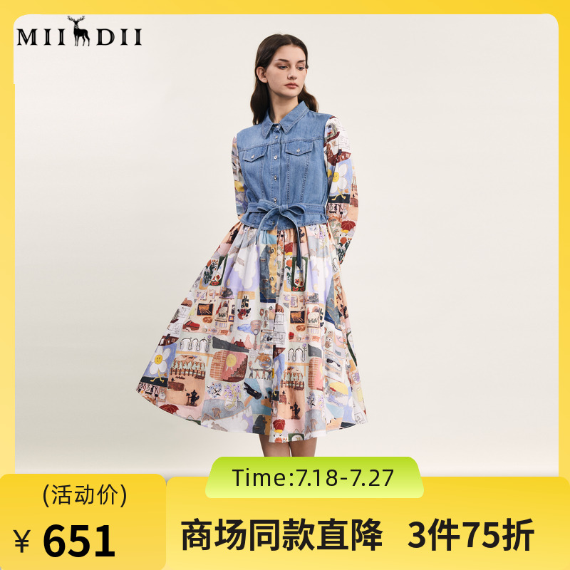 牛仔拼接品牌特色手绘印花更有层次感